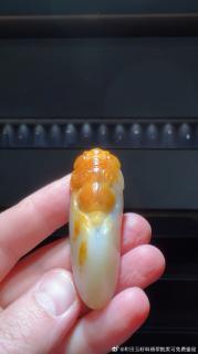 新疆和田玉籽料挂件蝉,43克,2.3/6.3一级白,一鸣惊人!红皮白肉挂件!